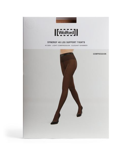 Wolford White Synergy 40 Leg Support Tights