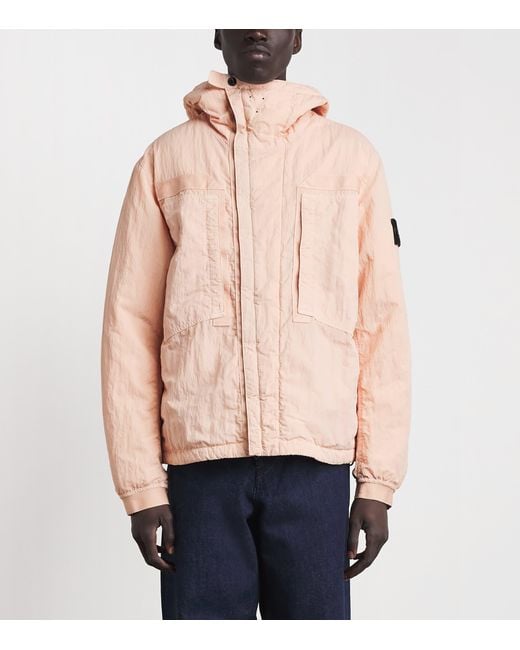 Stone Island Pink Nylon-Tc Warp Rib Padded Jacket for men