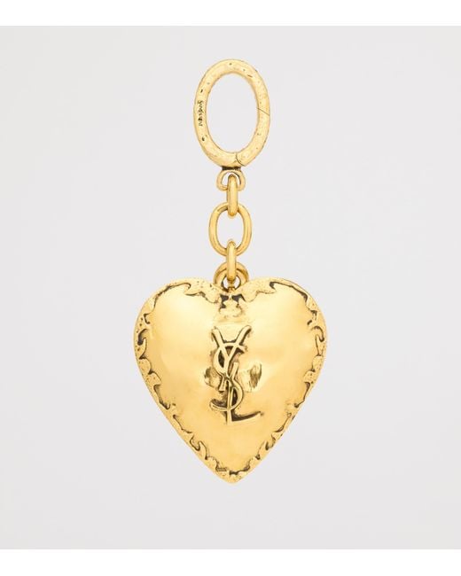 Saint Laurent Metallic Cassandre Heart Bag Charm
