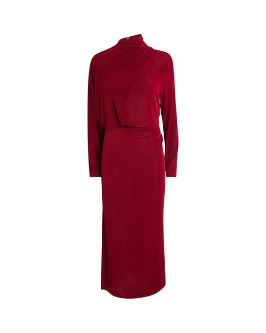 Camilla & Marc Red Draped Ravine Midi Dress