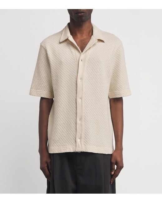 Officine Generale White Crochet Button-Up Shirt for men