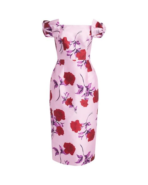 Rebecca Vallance Pink Off-Shoulder Melora Midi Dress
