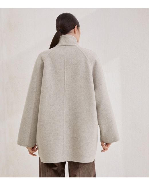 Brunello Cucinelli Natural Virgin Wool-Cashmere Pea Coat