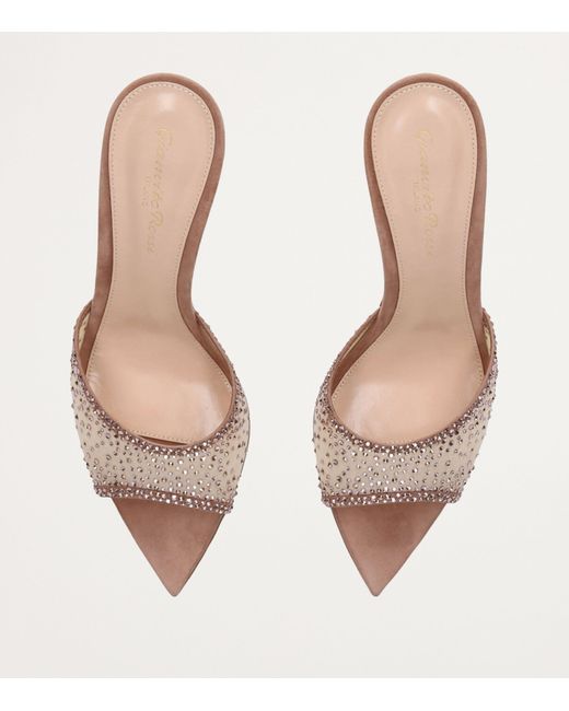 Gianvito Rossi Brown Embellished Rania Mules 85