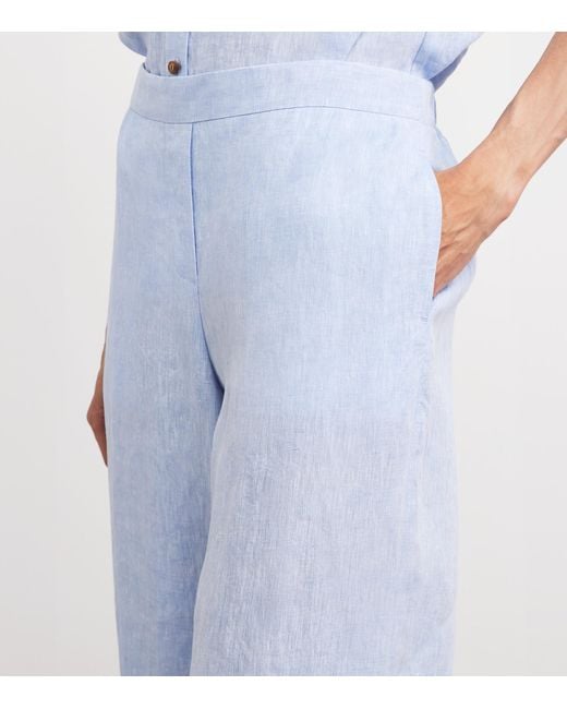 Lafayette 148 New York Blue Linen Wide-Leg Trousers