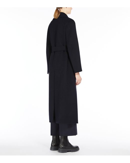 Max Mara Blue Virgin Wool Poldo Wrap Coat