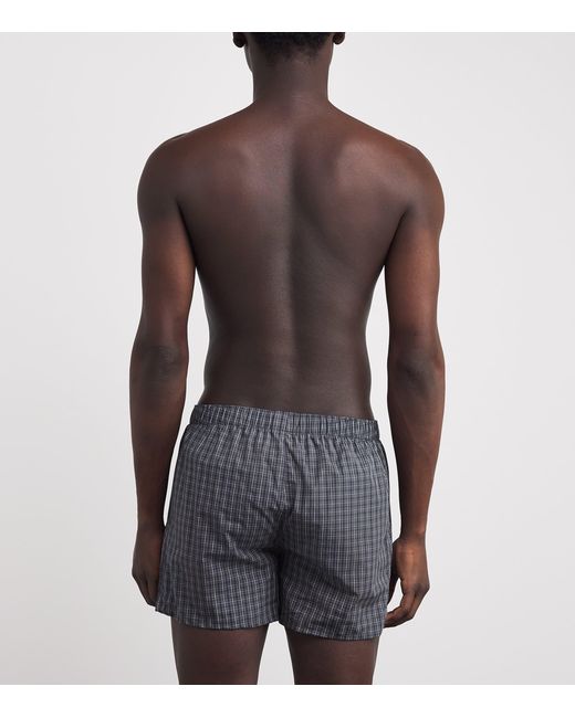 Hanro Gray Cotton Check Fancy Woven Boxers for men