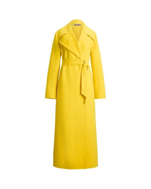 Ralph Lauren Yellow Cashmere Michaela Wrap Coat