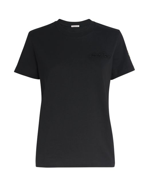 Moncler Black Cotton Logo T-Shirt