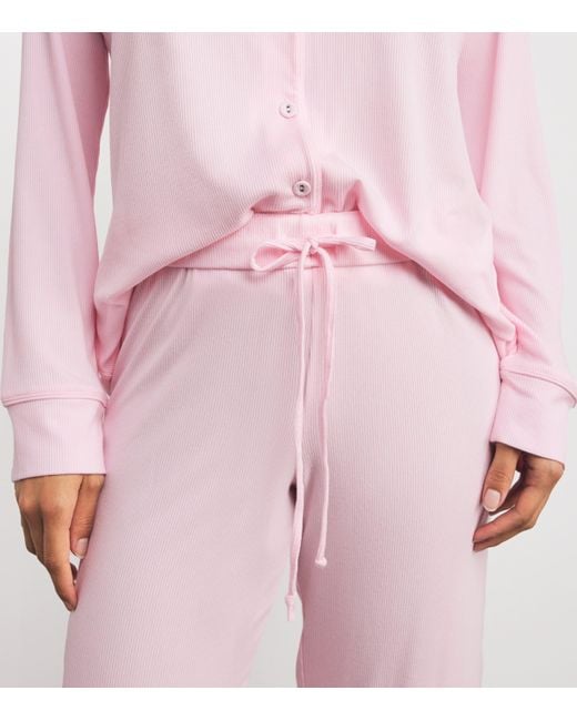 Skims Pink Ribbed Soft Lounge Pyjama Set
