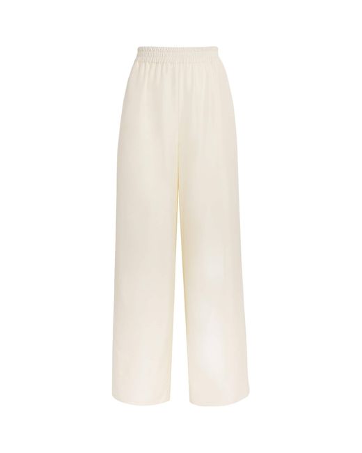 LeKasha White Silk Pamir Wide-Leg Trousers