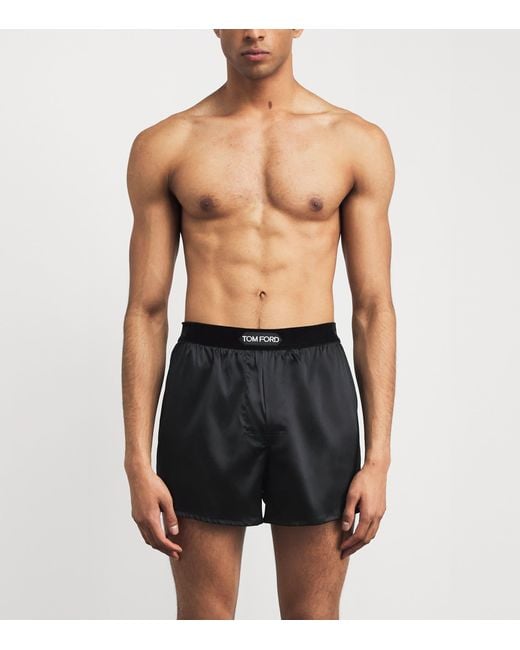 Tom Ford Black Stretch-Silk Boxer Shorts for men