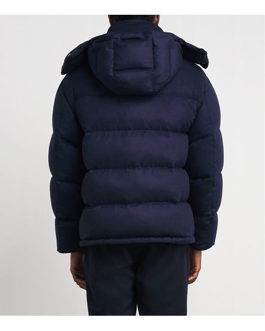 Alan Scott Blue Cashmere-Blend Quilted Down Coat for men