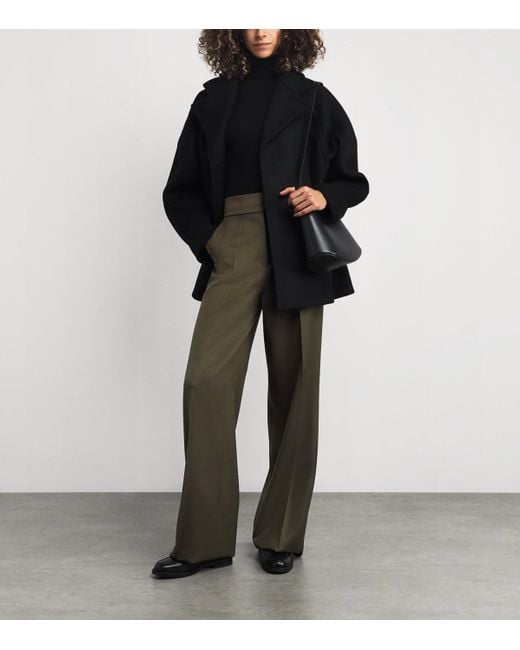 Max Mara Green Cotton Wide-Leg Trousers
