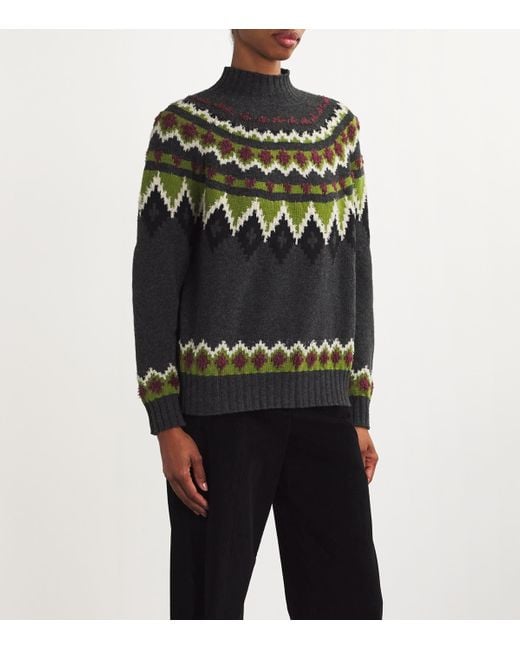 Weekend by Maxmara Black Virgin Wool Jacquard Sweater