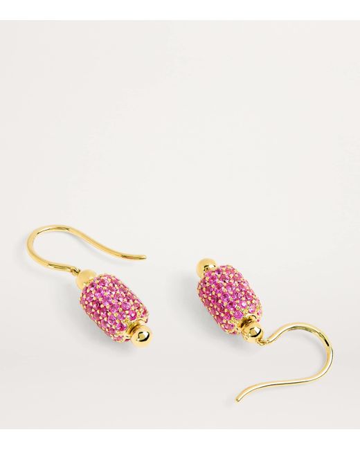 Emily P. Wheeler Pink And Sapphire Barrel Drop Earrings