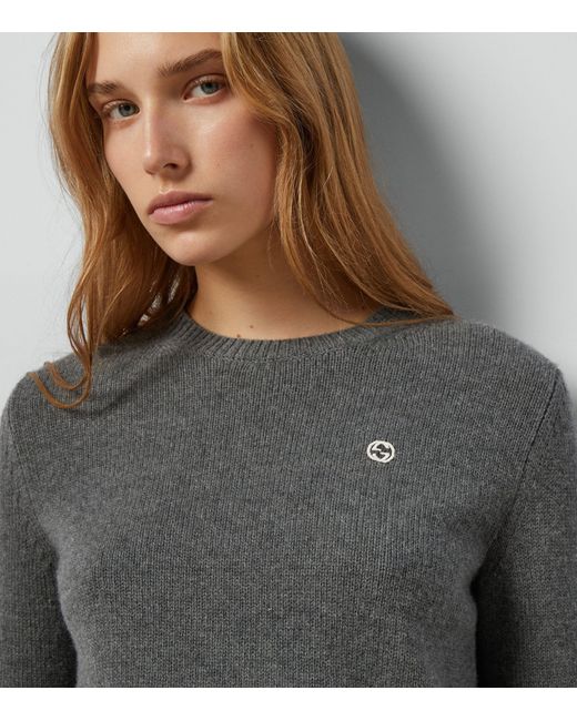 Gucci Gray Wool-cashmere Interlocking G Sweater