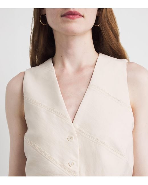Claudie Pierlot White Lace-Trim Waistcoat