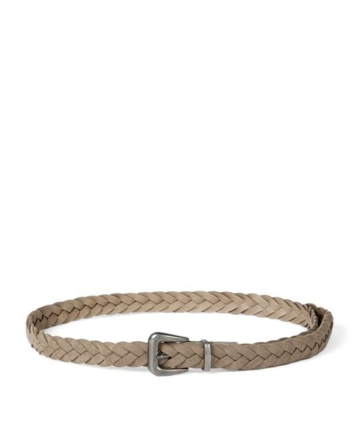 Brunello Cucinelli Brown Suede Braided Belt