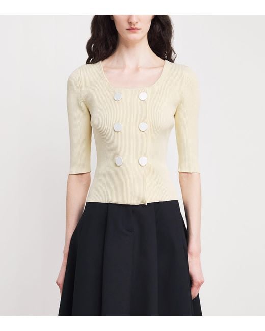 Claudie Pierlot Natural Knitted Button-Up Top