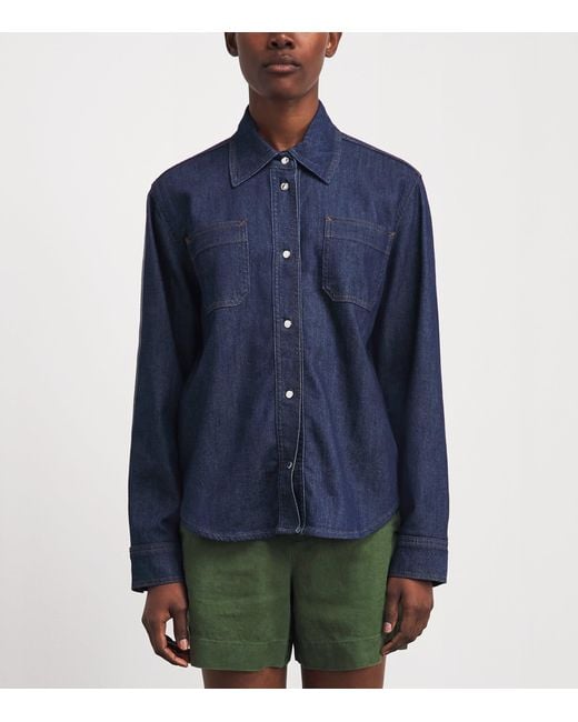 7 For All Mankind Blue Utility Denim Shirt
