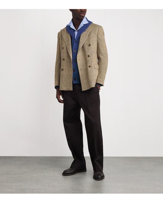 Polo Ralph Lauren Blue Wool-Cashmere Shawl-Collar Cardigan