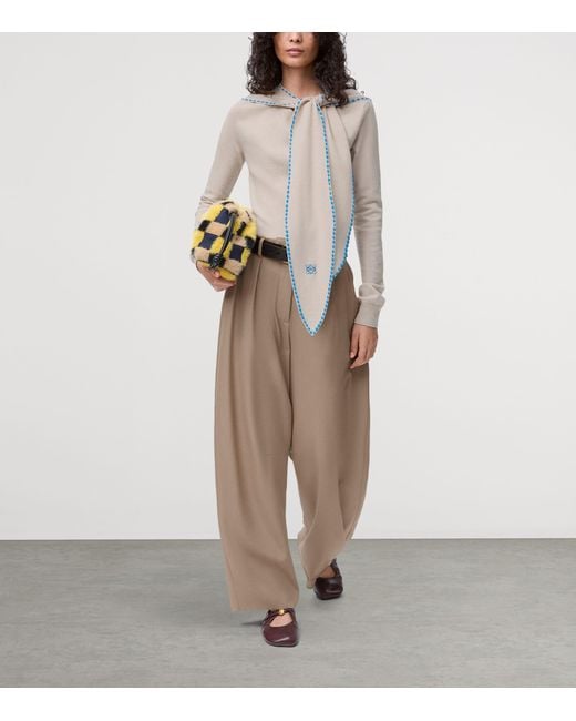 Loewe White Wool-Blend Scarf Sweater