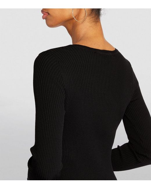 Stella McCartney Black Wool Rib-knit Long-sleeve Dress