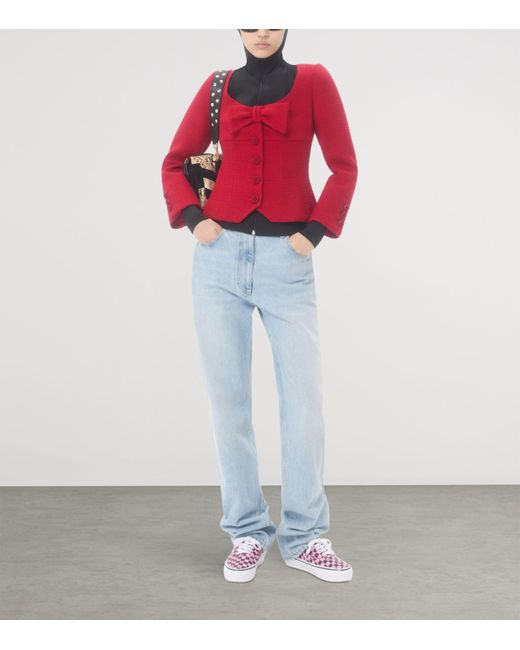 Valentino Red Virgin Wool-Blend Bow Blazer