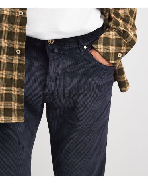 Jacob Cohen Blue Corduroy Bard Slim-Fit Chinos for men