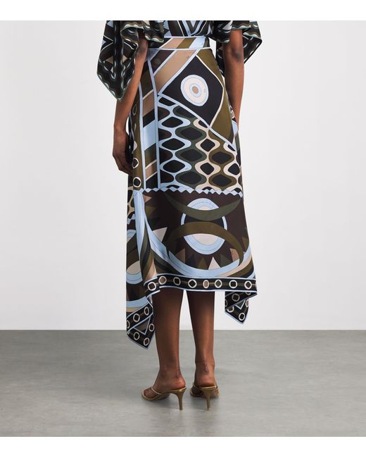 Emilio Pucci Black Silk Vivara Midi Skirt