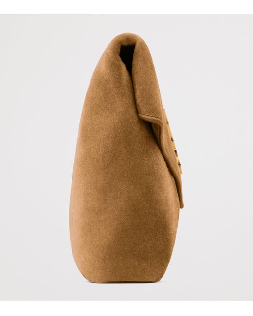 Saint Laurent Brown Large Suede Cassandre Envelope Pouch