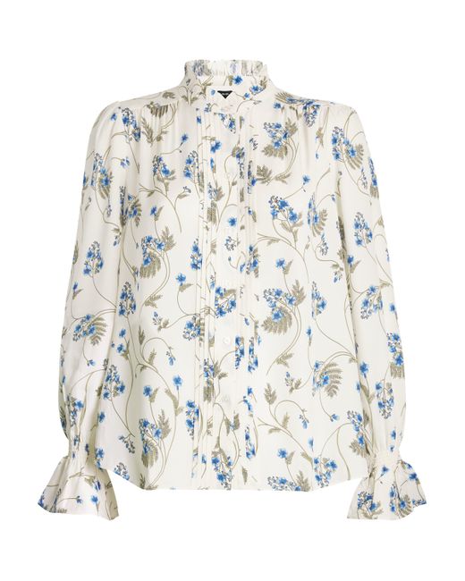 ME+EM White Silk Forget-Me-Not Blouse