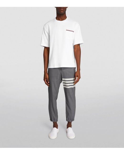 Thom Browne White Oversized Tricolour Pocket T-Shirt for men