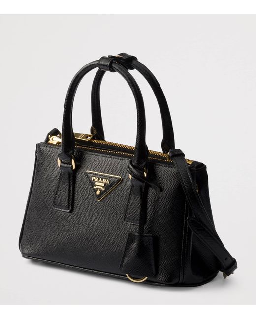 Prada Black Mini Saffiano Leather Galleria Top-Handle Bag