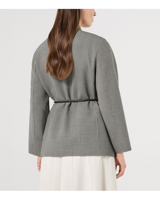 Marina Rinaldi Gray Virgin Wool Houndstooth Coat