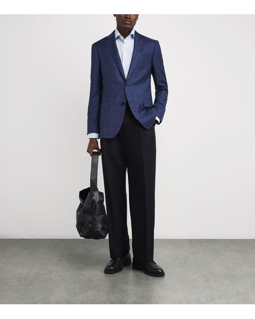 Pal Zileri Blue Wool Check Blazer for men