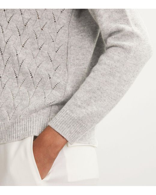 Max Mara Gray Wool-cashmere Eyelet Sweater