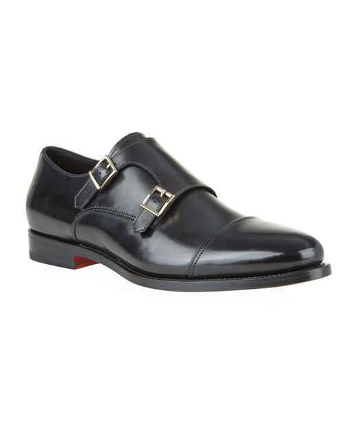 Santoni Leather Wilson Double Strap Monk Shoe in Black for Men - Save 8 ...