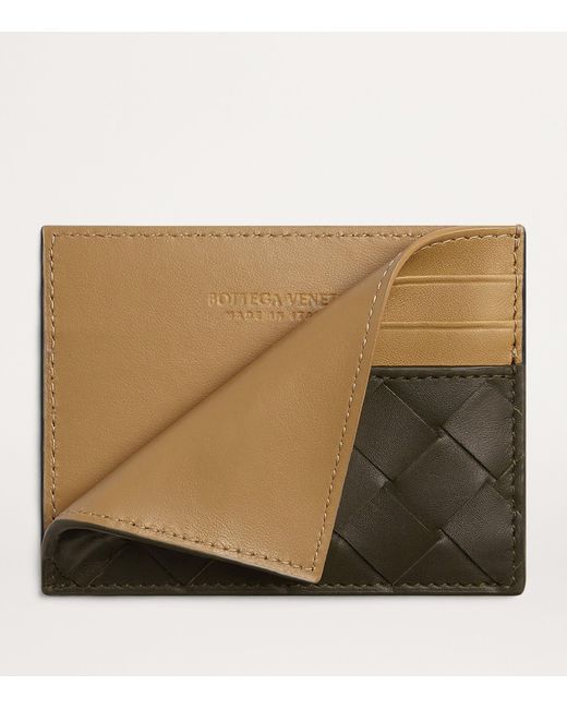 Bottega Veneta Green Leather Intrecciato Card Holder for men