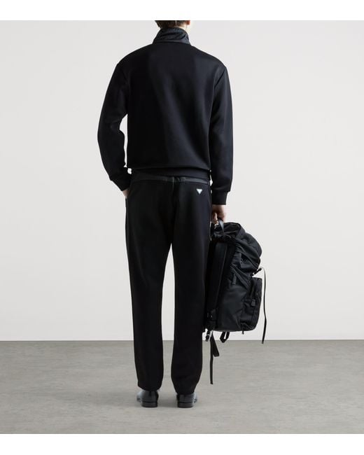 Prada Black Cotton And Re-Nylon Straight Trousers for men