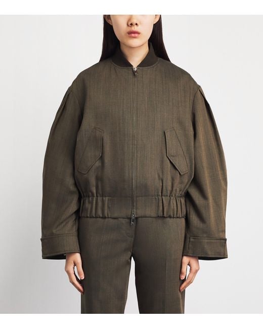 Ganni Green Wool Bomber Jacket