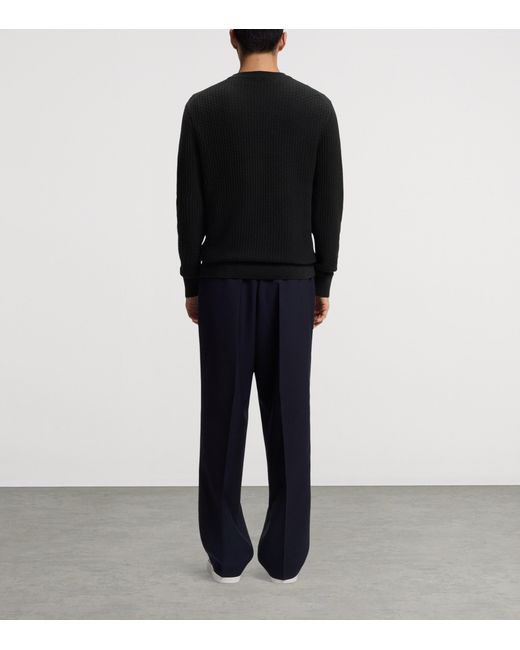 Boss Black Cotton Textured Sweater for men