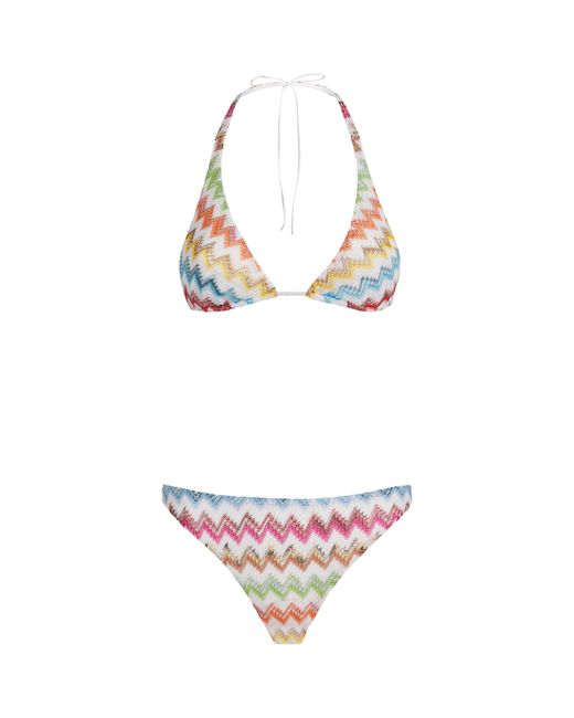 Missoni White Zigzag Playful Halterneck Bikini