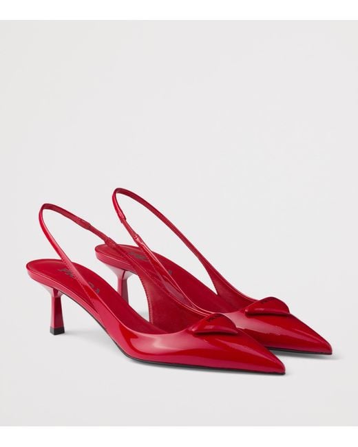 Prada Red Patent Leather Slingback Pumps 55