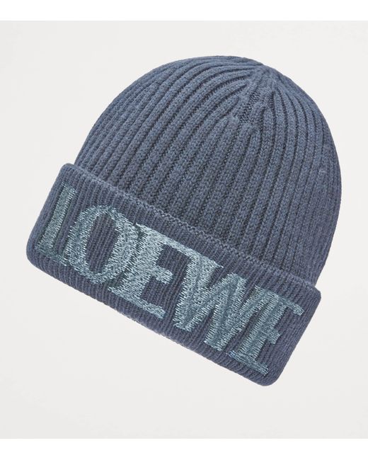 Loewe Blue Wool-Blend Beanie