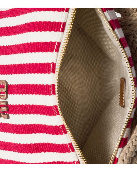 Miu Miu Red Cotton Stripe Pouch Bag