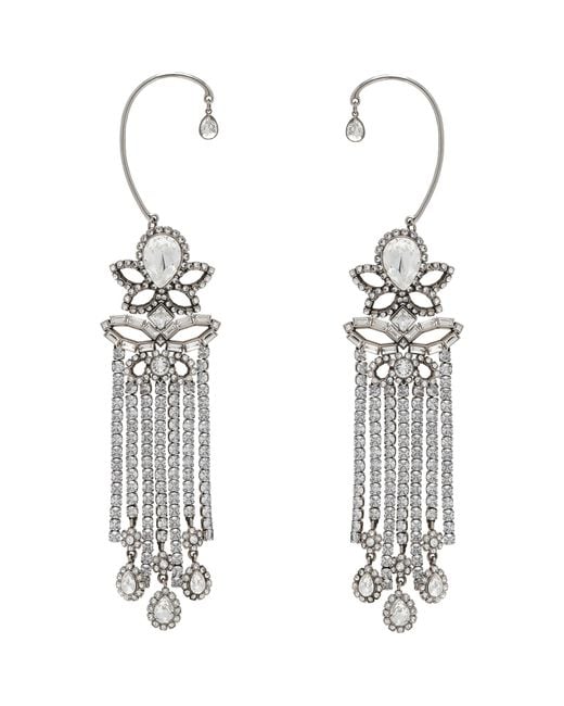 McQueen White Embellished Chandelier Earrings