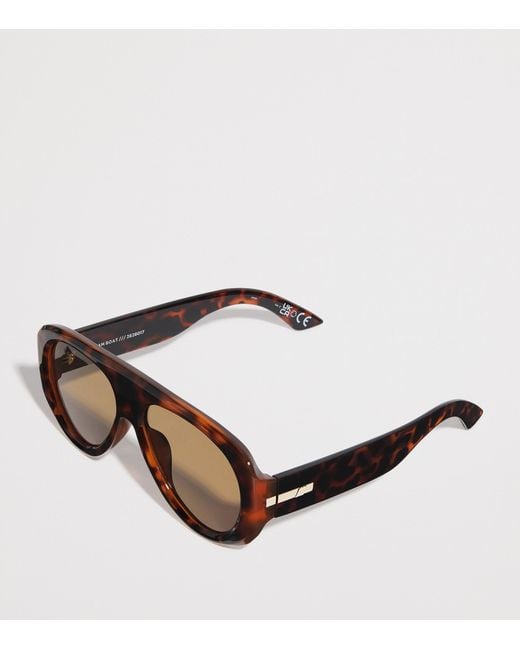 Le Specs Brown Dream Boat Aviator Sunglasses
