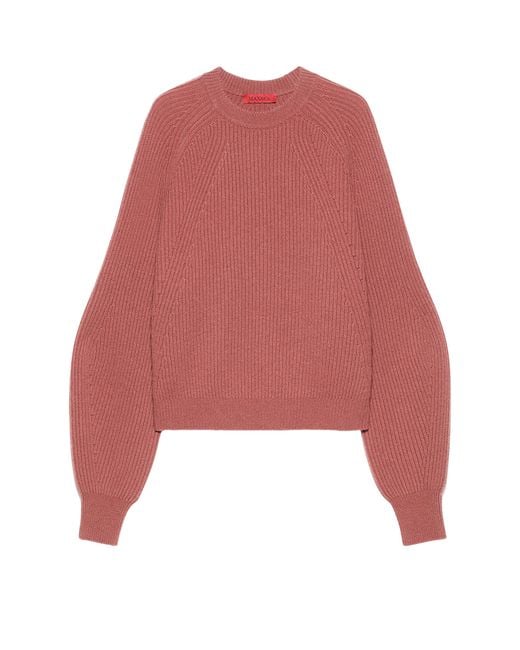 MAX&Co. Red Wool-Cashmere Balloon-Sleeve Sweater